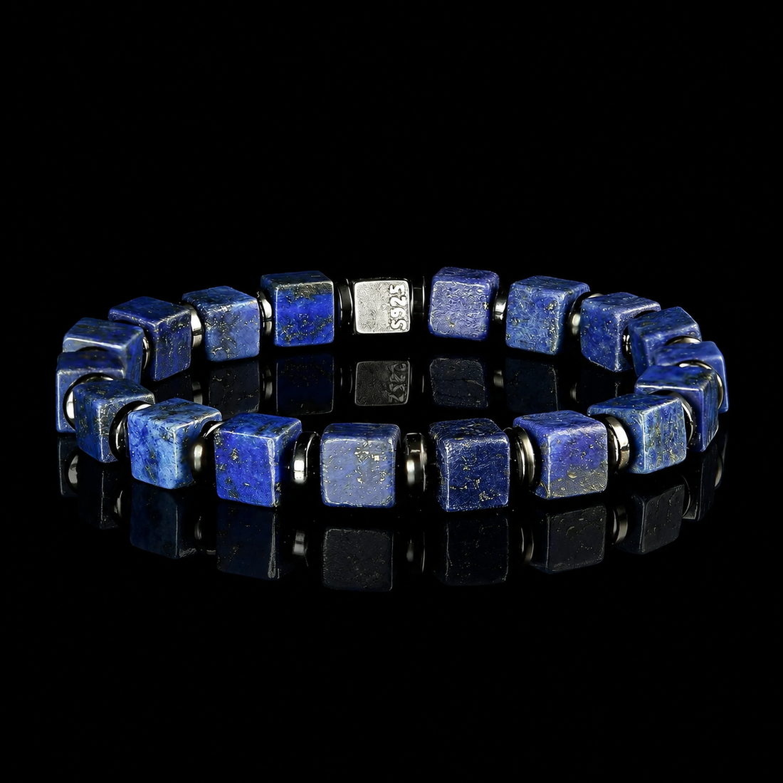 Natural stone bracelets for men – authentic L&X Lapis Lazuli and Hematite bracelet