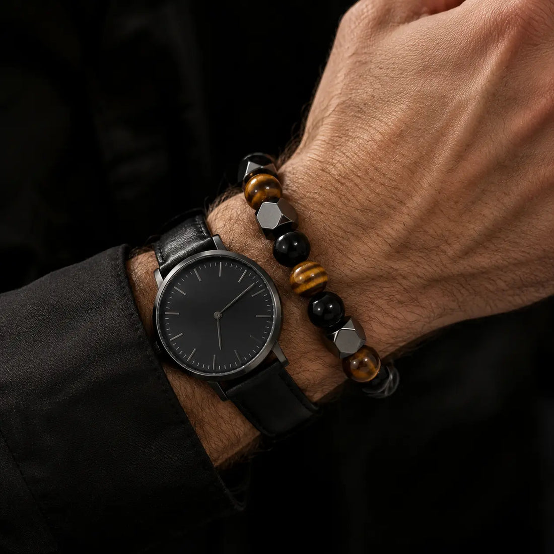 How to wear a bracelet with a watch – authentic L&X Tiger Eye bracelet