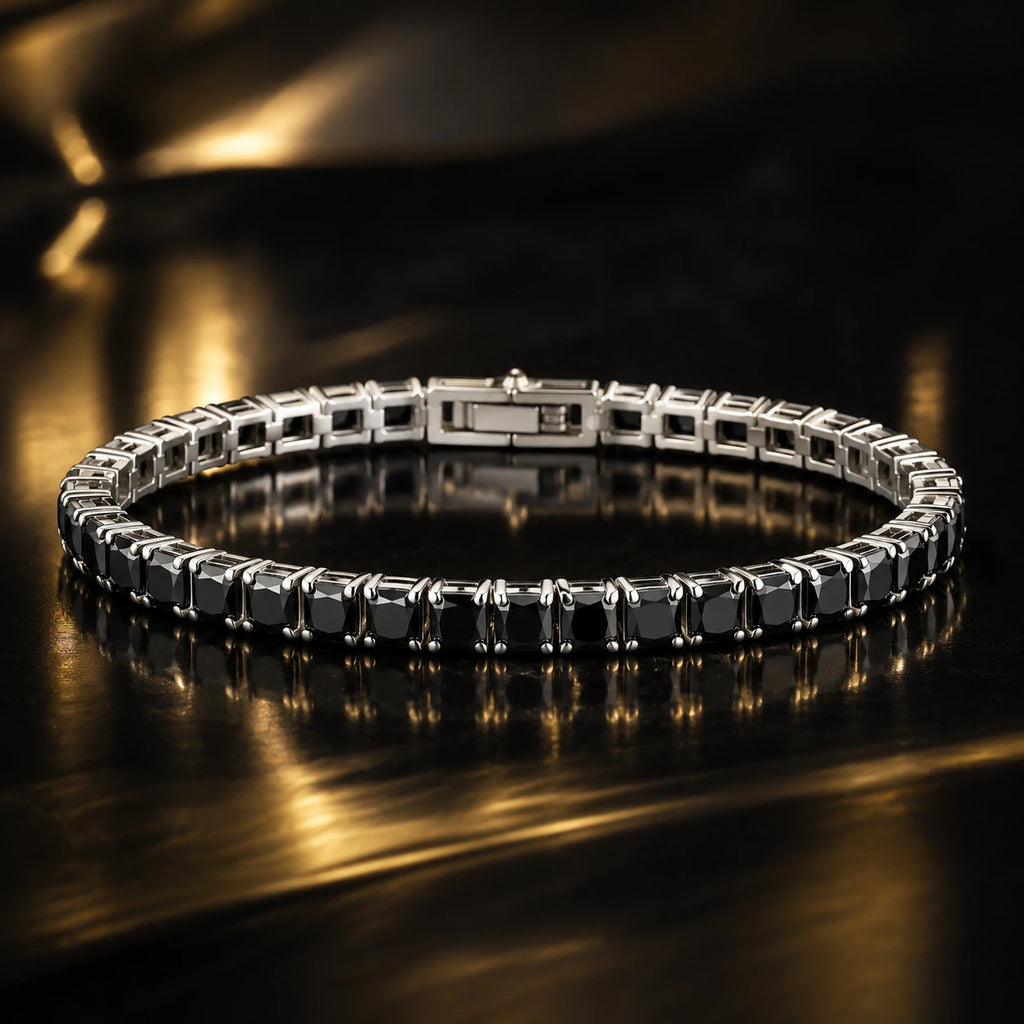 L&X Black Zircon Titanium Steel Bracelet – 3MM Minimalist Men’s Tennis Bracelet