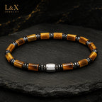 L&X Natural Tiger Eye, Hematite & S925 Silver Bracelet