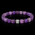 Natural Amethyst Cube Bracelet with Hematite & S925 Silver – 6mm