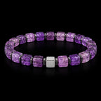 L&X Natural Amethyst Cube Bracelet with Hematite & S925 Silver