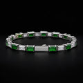 Men’s Green & White Cubic Zirconia Tennis Bracelet – Hand-Finished Titanium Steel