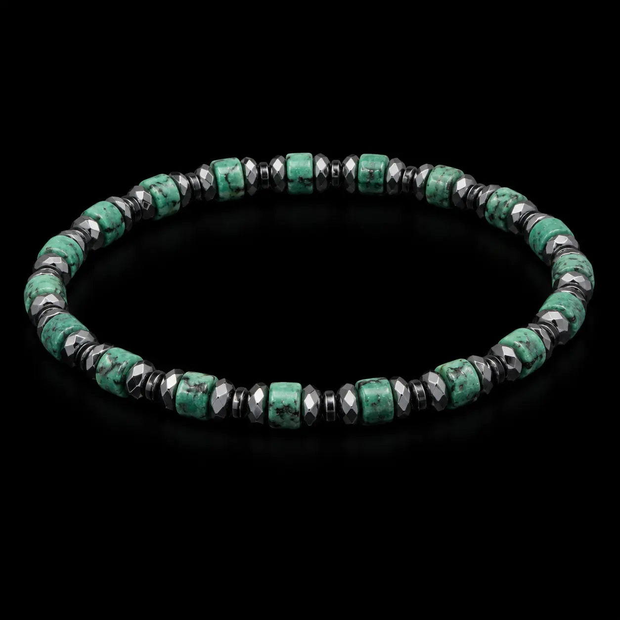L&X African Turquoise & Hematite Bracelet for Men Women