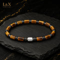 L&X Natural Tiger Eye, Hematite & S925 Silver Bracelet