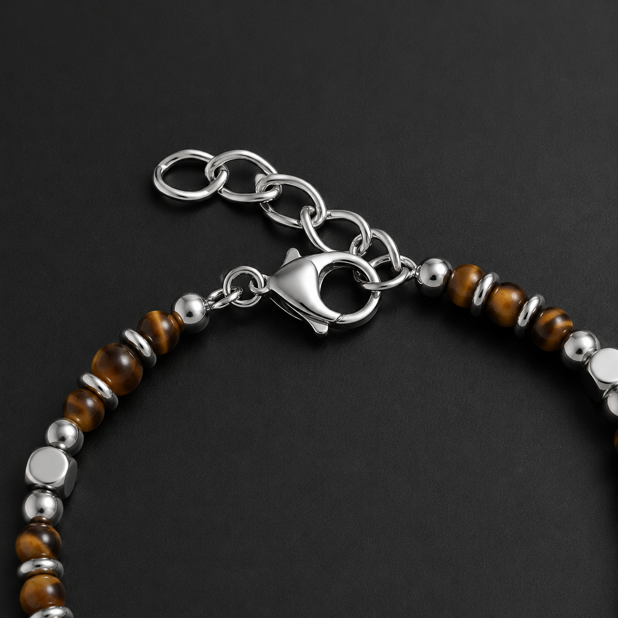 L&X Saturn Tiger’s Eye & Stainless Steel Bracelet