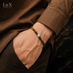 L&X Natural Tiger Eye, Hematite & S925 Silver Bracelet