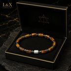 L&X Natural Tiger Eye, Hematite & S925 Silver Bracelet