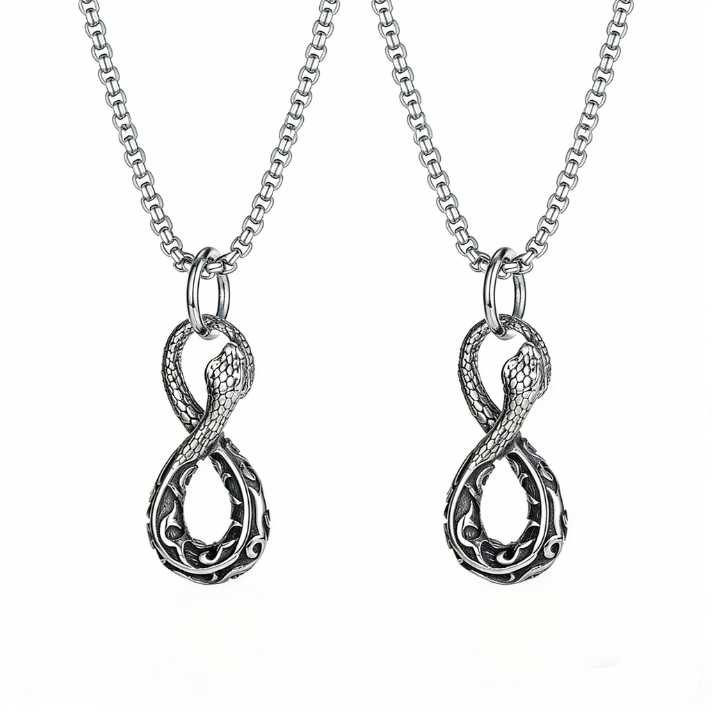 2-Pack S925 Sterling Silver Snake Necklace, Fashionable Retro Style, Men's/Women's Necklace