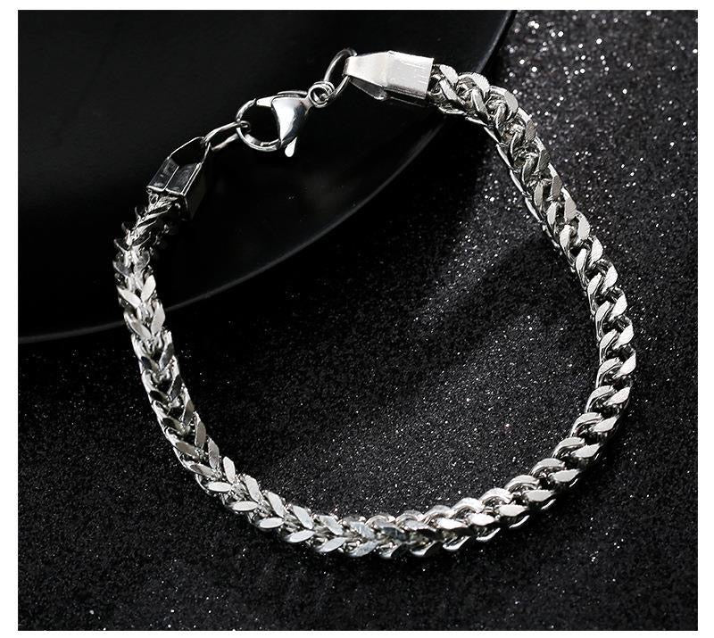 L&X Bracelet Stainless Steel square Byzantine bracelet for men women, handmade (lengths 19 cm and 21 cm)
