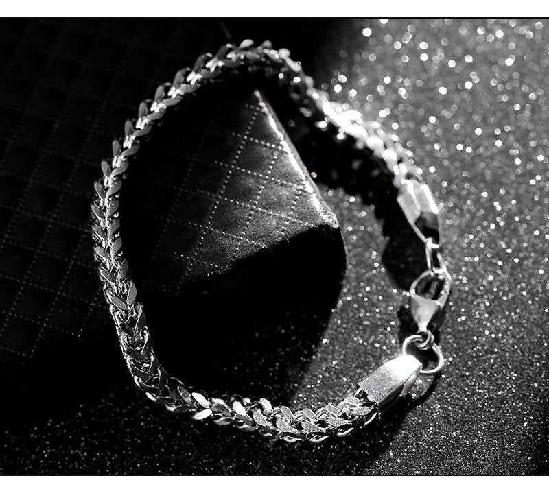 L&X Bracelet Stainless Steel square Byzantine bracelet for men women, handmade (lengths 19 cm and 21 cm)