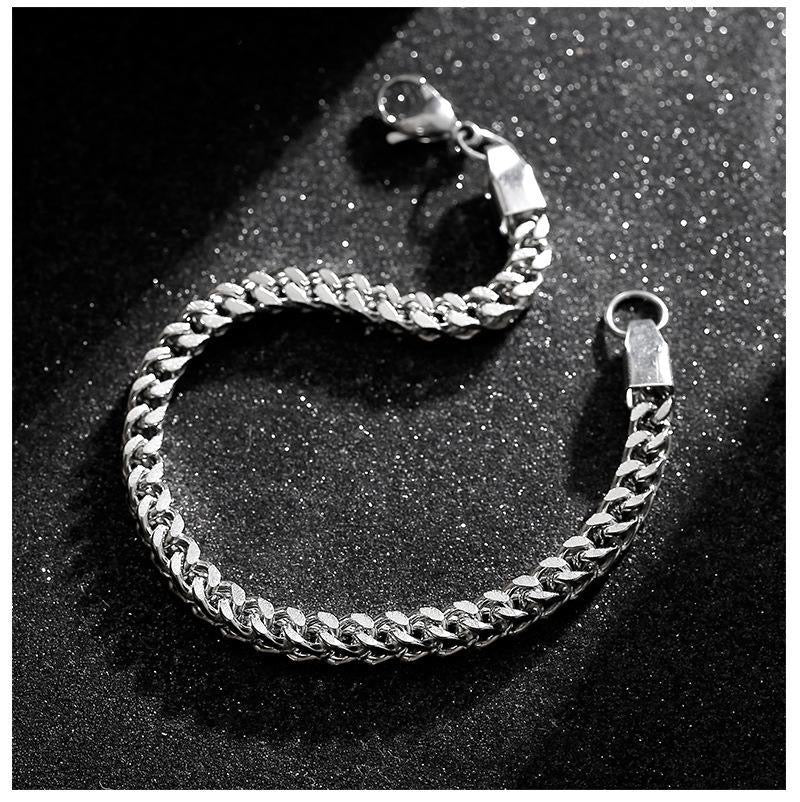 L&X Bracelet Stainless Steel square Byzantine bracelet for men women, handmade (lengths 19 cm and 21 cm)