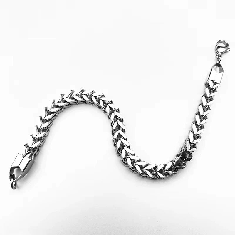 L&X Bracelet Stainless Steel square Byzantine bracelet for men women, handmade (lengths 19 cm and 21 cm)