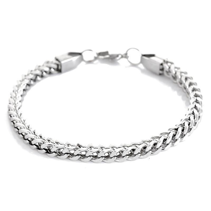 L&X Bracelet Stainless Steel square Byzantine bracelet for men women, handmade (lengths 19 cm and 21 cm)
