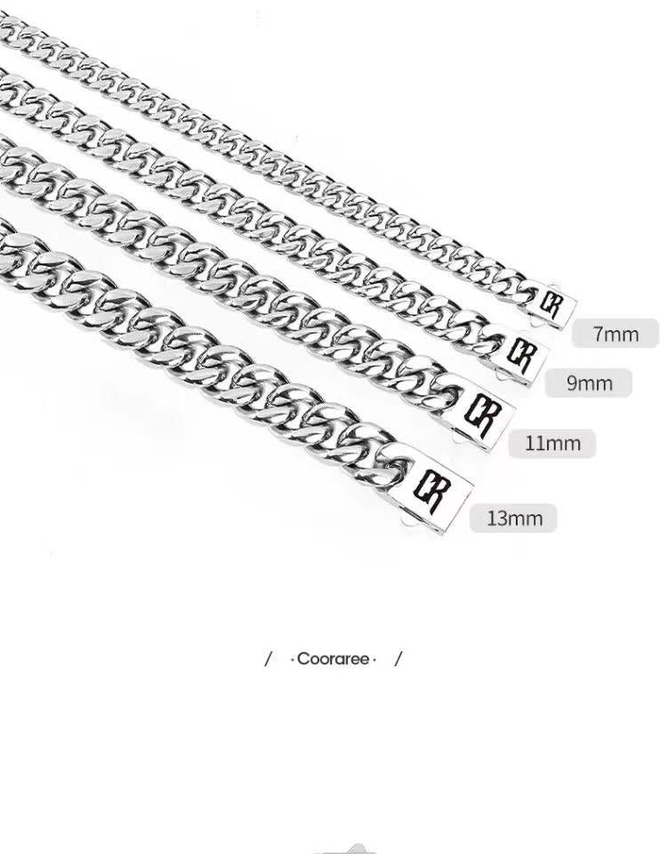 L&X Cuban Titanium Steel Bracelet, Square Byzantine Silver Fashion Chain Bracelet for men women