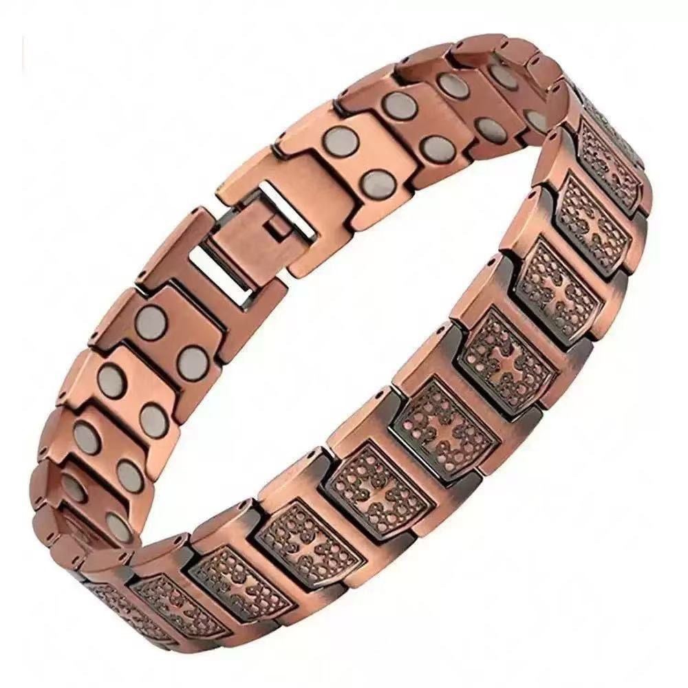 2-pack 99.99% Pure Red Copper Men's Jewelry Bracelet  Retro Fashionable Copper Bracelet for Men