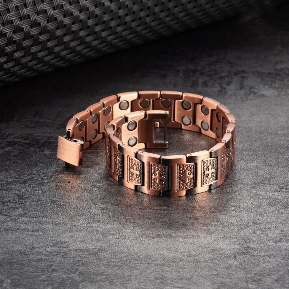 2-pack 99.99% Pure Red Copper Men's Jewelry Bracelet  Retro Fashionable Copper Bracelet for Men