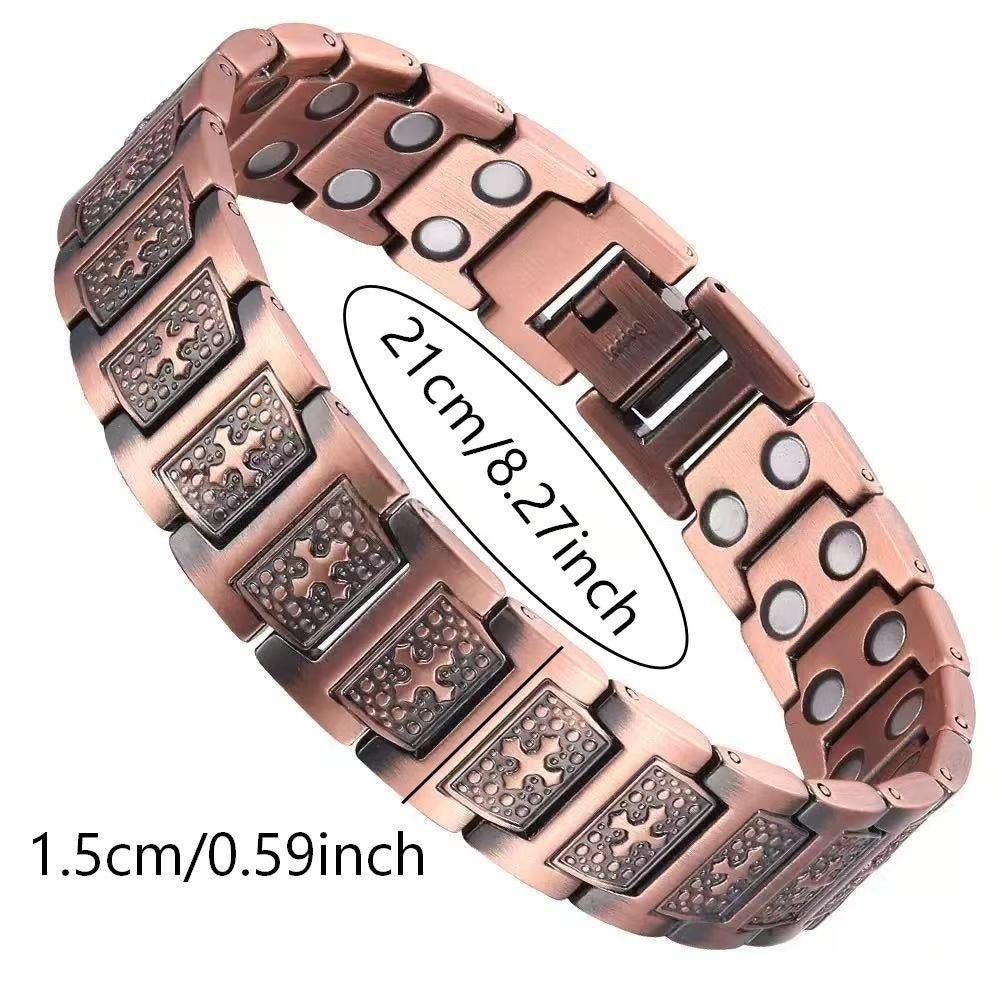 2-pack 99.99% Pure Red Copper Men's Jewelry Bracelet  Retro Fashionable Copper Bracelet for Men
