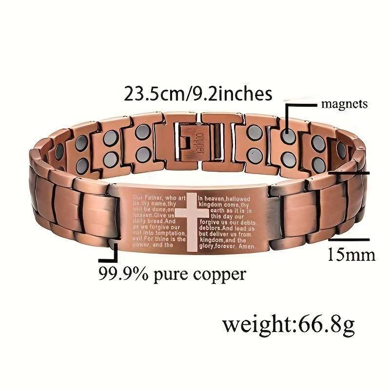 2-pack 99.99% Pure Red Copper Men's Jewelry Bracelet  Retro Fashionable Copper Bracelet for Men