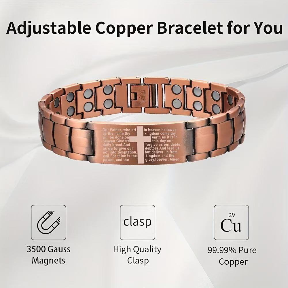 2-pack 99.99% Pure Red Copper Men's Jewelry Bracelet  Retro Fashionable Copper Bracelet for Men