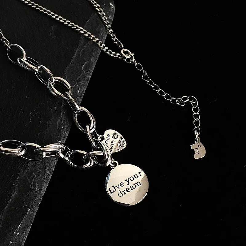 "Live your dream" LOVE S925 Silver Necklace for Men Women