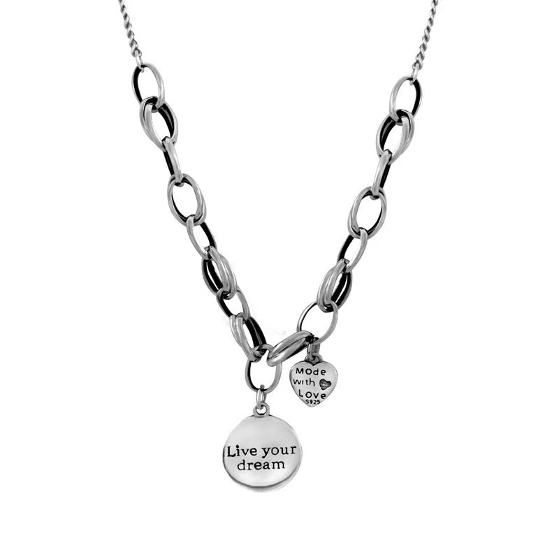 "Live your dream" LOVE S925 Silver Necklace for Men Women