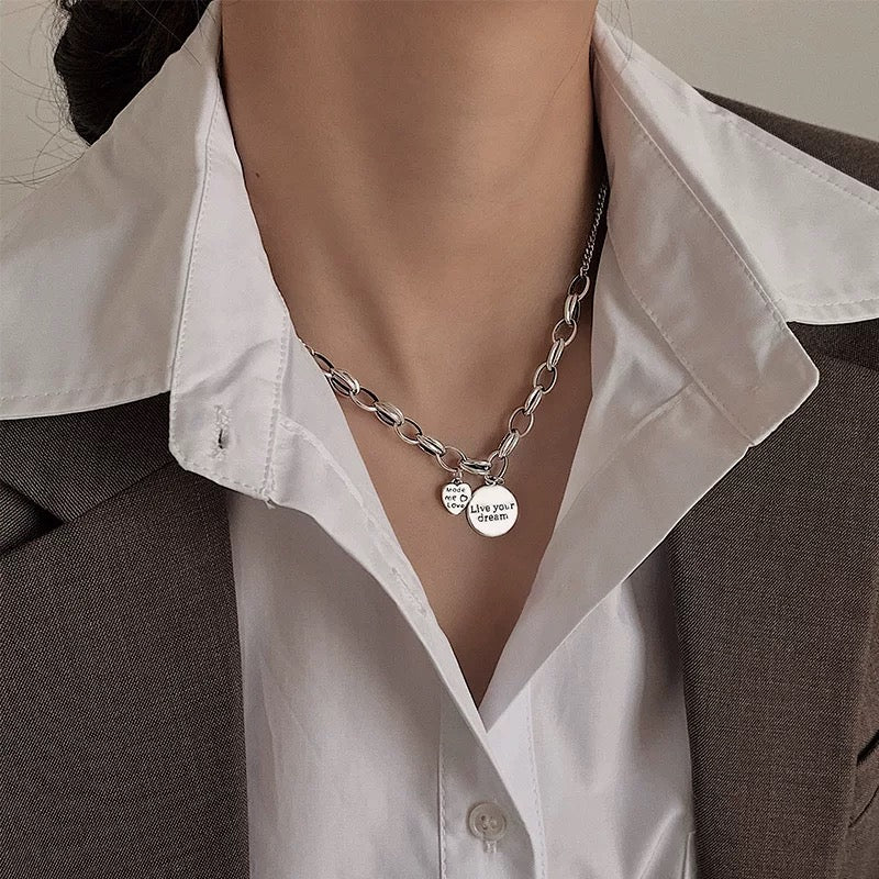 "Live your dream" LOVE S925 Silver Necklace for Men Women