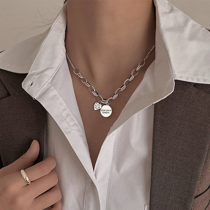 "Live your dream" LOVE S925 Silver Necklace for Men Women