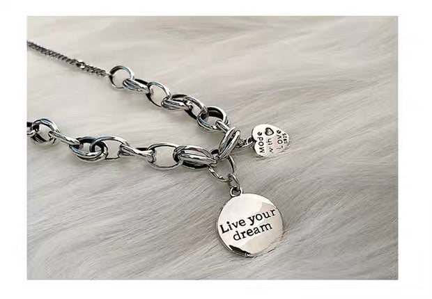 "Live your dream" LOVE S925 Silver Necklace for Men Women