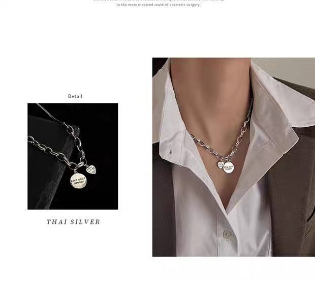 "Live your dream" LOVE S925 Silver Necklace for Men Women