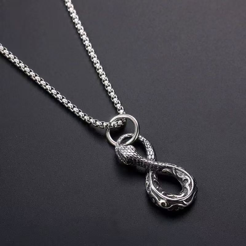 2-Pack S925 Sterling Silver Snake Necklace, Fashionable Retro Style, Men's/Women's Necklace