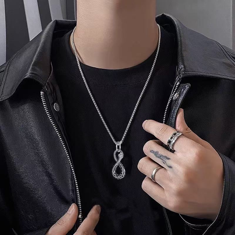 2-Pack S925 Sterling Silver Snake Necklace, Fashionable Retro Style, Men's/Women's Necklace