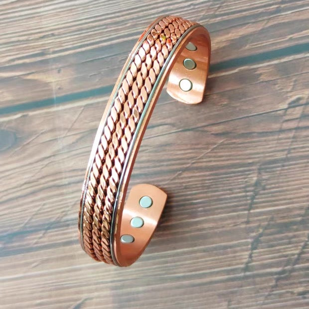 2-Pack Vintage Pure Red Copper Magnetic Bracelet for Men Women