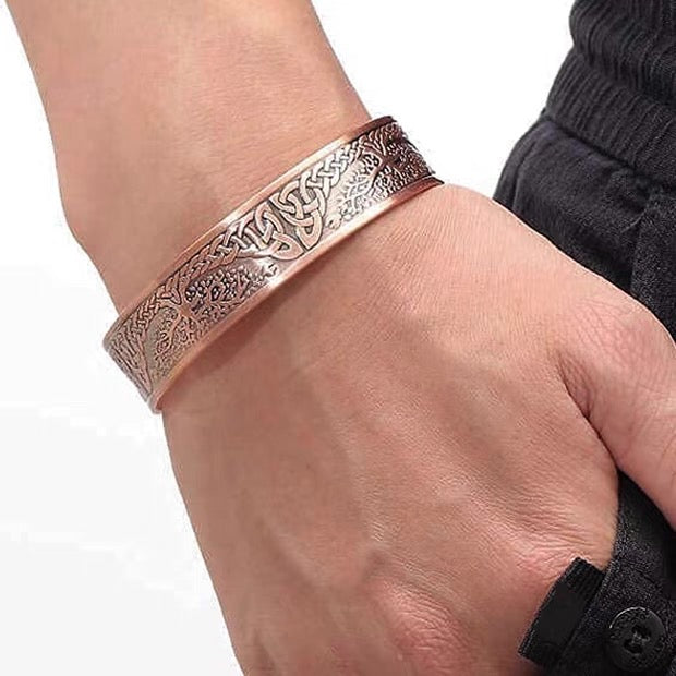 2-Pack Vintage Pure Red Copper Magnetic Bracelet for Men Women