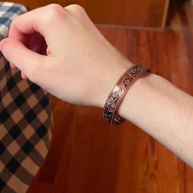 2-Pack Vintage Pure Red Copper Magnetic Bracelet for Men Women