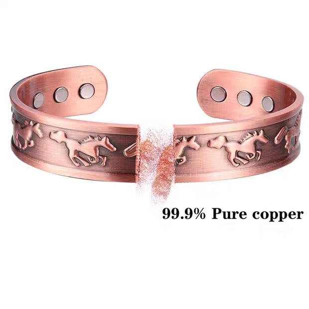 2-Pack Vintage Pure Red Copper Magnetic Bracelet for Men Women