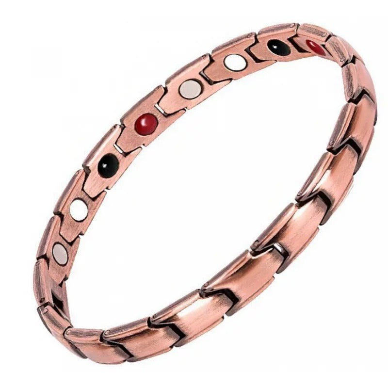 2-Pack Vintage Pure Red Copper Magnetic Bracelet for Men Women