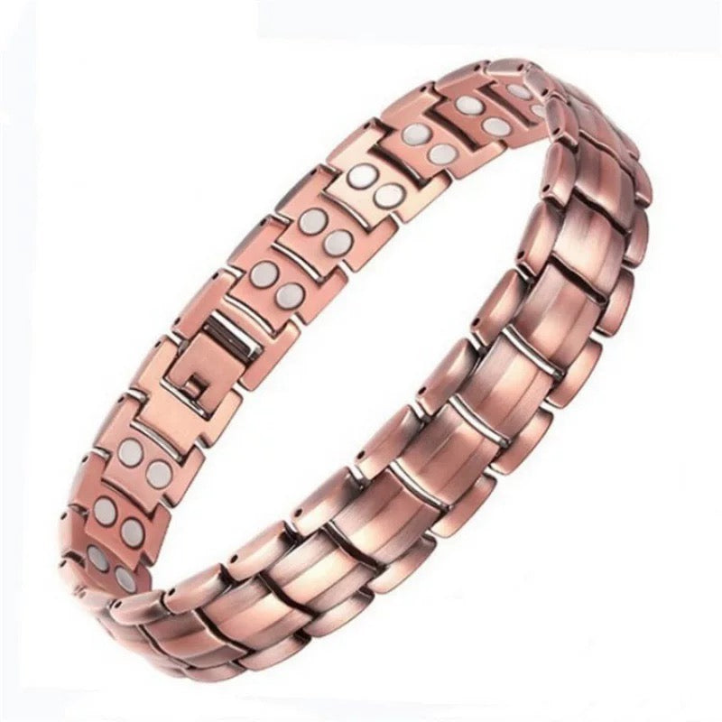 2-Pack Vintage Pure Red Copper Magnetic Bracelet for Men Women