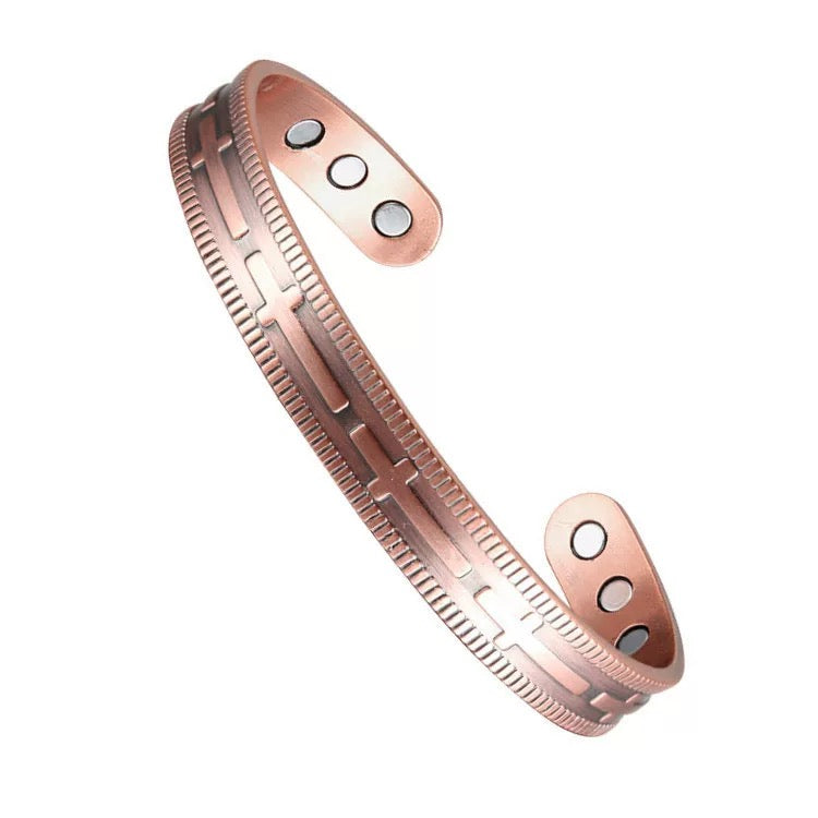 2-Pack Vintage Pure Red Copper Magnetic Bracelet for Men Women