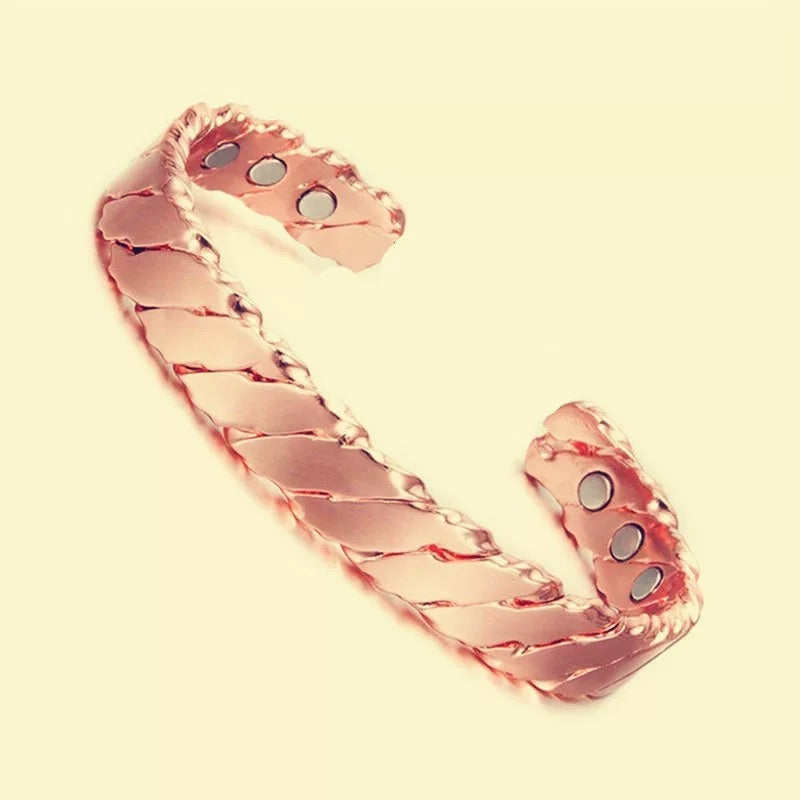 2-Pack Vintage Pure Red Copper Magnetic Bracelet for Men Women