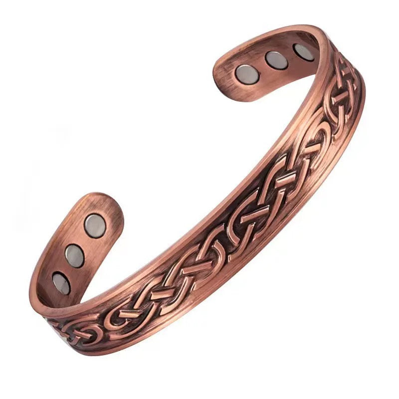 2-Pack Vintage Pure Red Copper Magnetic Bracelet for Men Women
