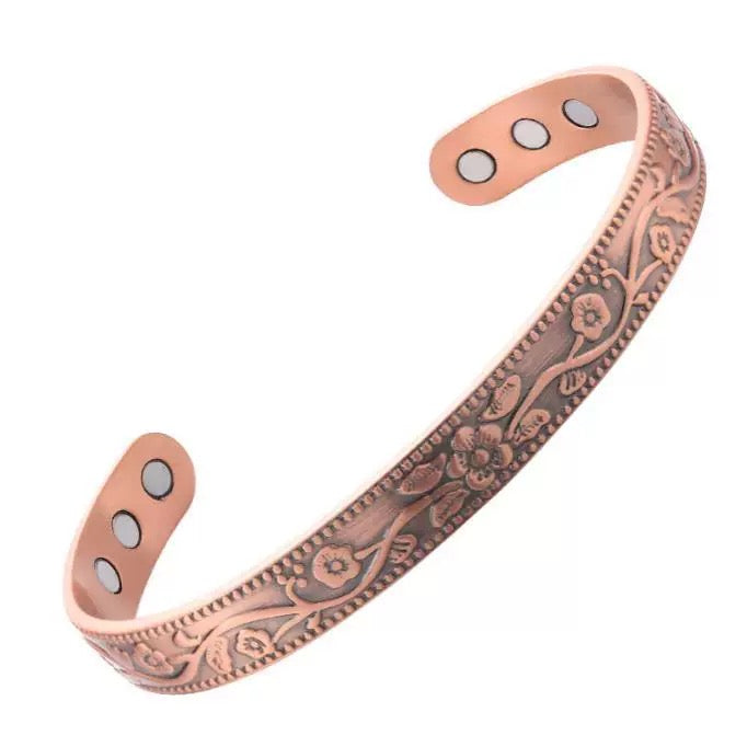 2-Pack Vintage Pure Red Copper Magnetic Bracelet for Men Women