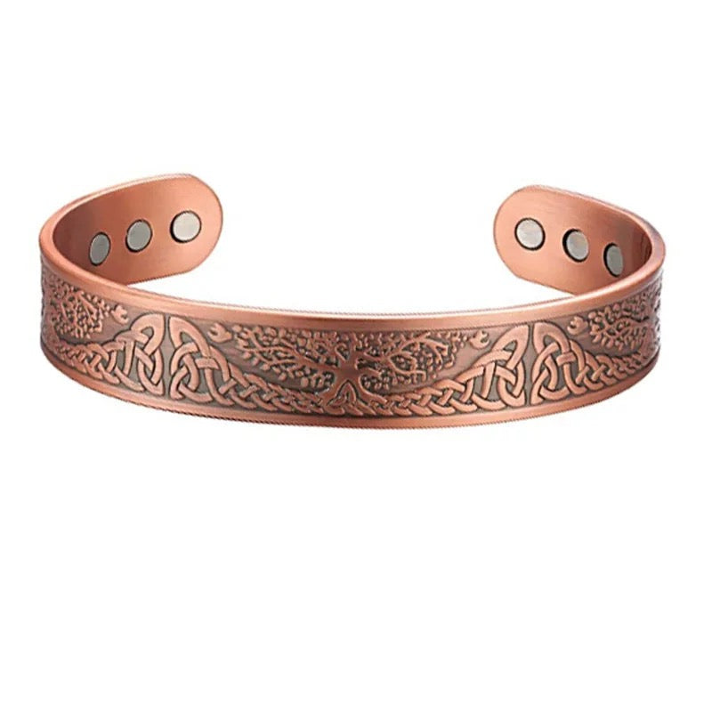 2-Pack Vintage Pure Red Copper Magnetic Bracelet for Men Women