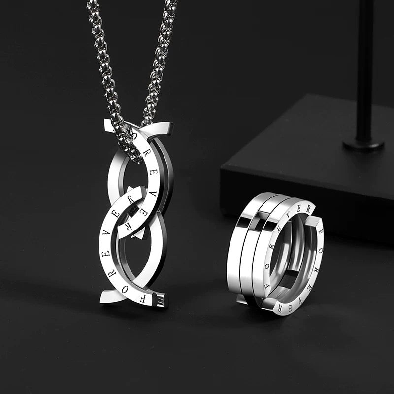 3-in-1 Convertible Ring-to-Necklace | Silver Bead Bracelet | Round Pendant / Ring | Unisex Titanium Steel Jewelry