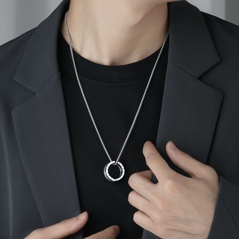 3-in-1 Convertible Ring-to-Necklace | Silver Bead Bracelet | Round Pendant / Ring | Unisex Titanium Steel Jewelry