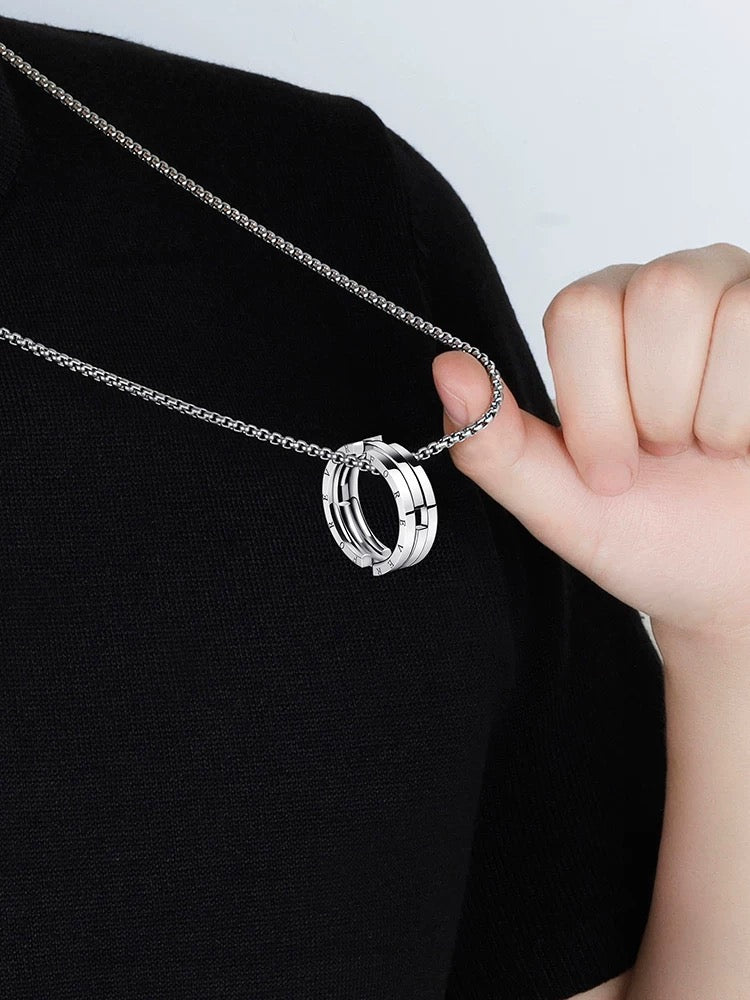 3-in-1 Convertible Ring-to-Necklace | Silver Bead Bracelet | Round Pendant / Ring | Unisex Titanium Steel Jewelry