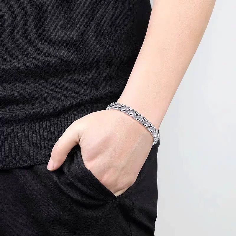 2-Pack Men’s Solid Silver Cuban Link Bracelet | 7mm Width | Hand‑Polished Finish | Trendy Heavyweight Jewelry