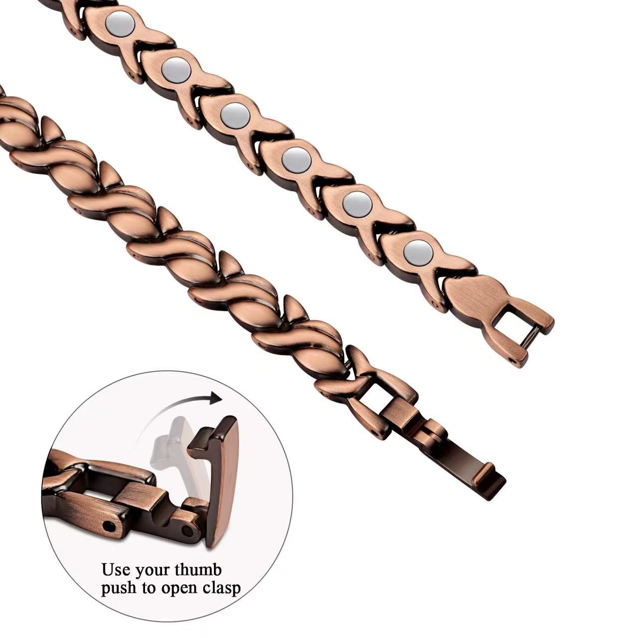 2-Pack Magnetic Copper Therapy Bracelet | Adjustable Cuff Bangle | Unisex Hand‑Polished Wellness Jewelry