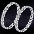 2-Pack Men’s Solid Silver Cuban Link Bracelet | 7mm Width | Hand‑Polished Finish | Trendy Heavyweight Jewelry