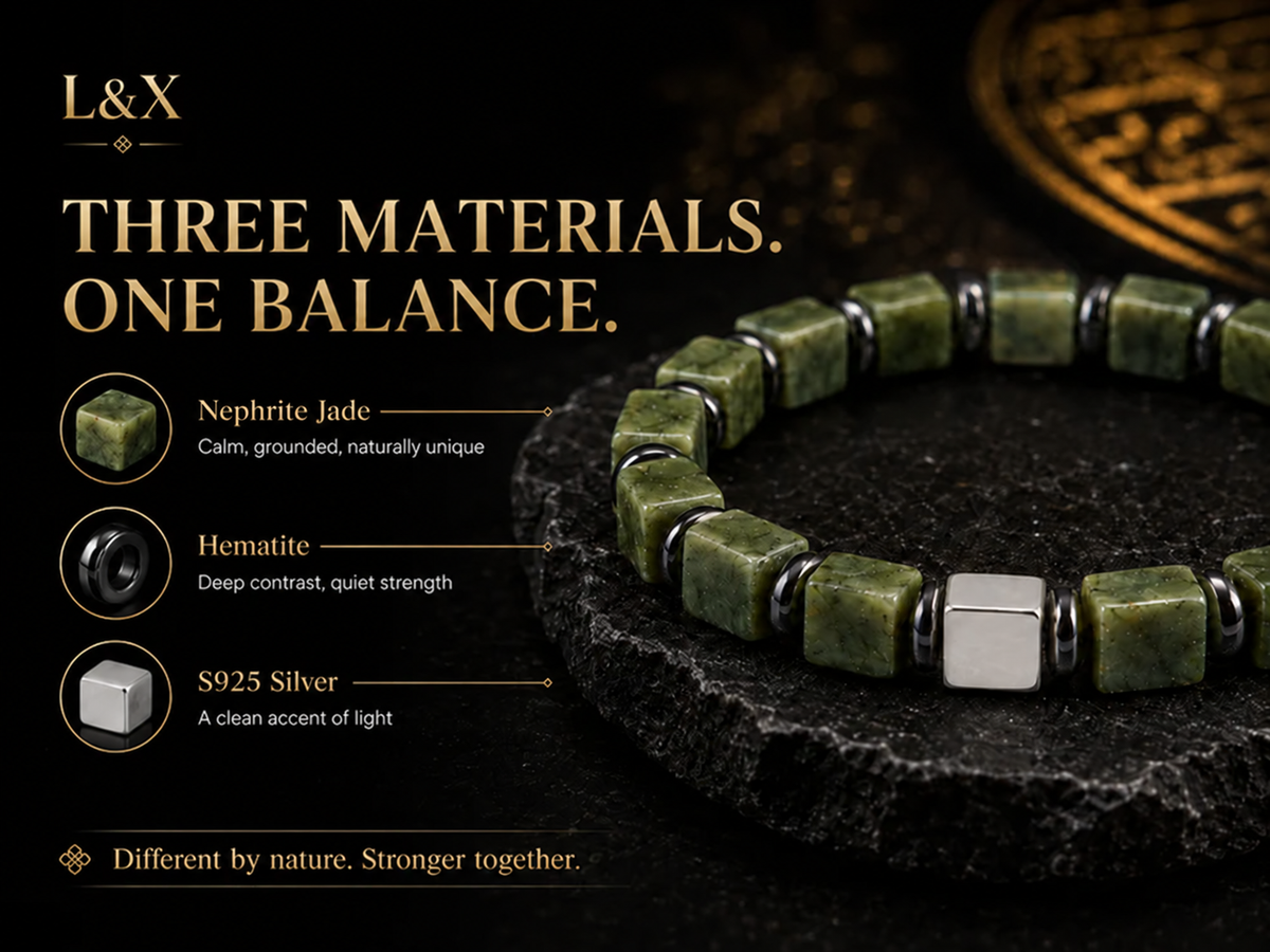 NEPHRITE JADE · HEMATITE · S925 SILVER